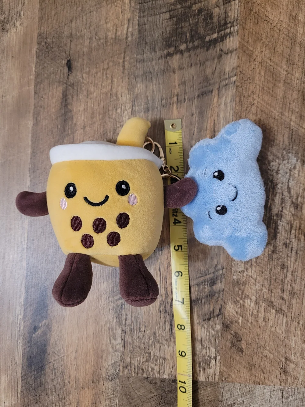 Kawaii Plush Keychain Set Bubble Tea Bag Charm Keychain Blue Cloud Keychain